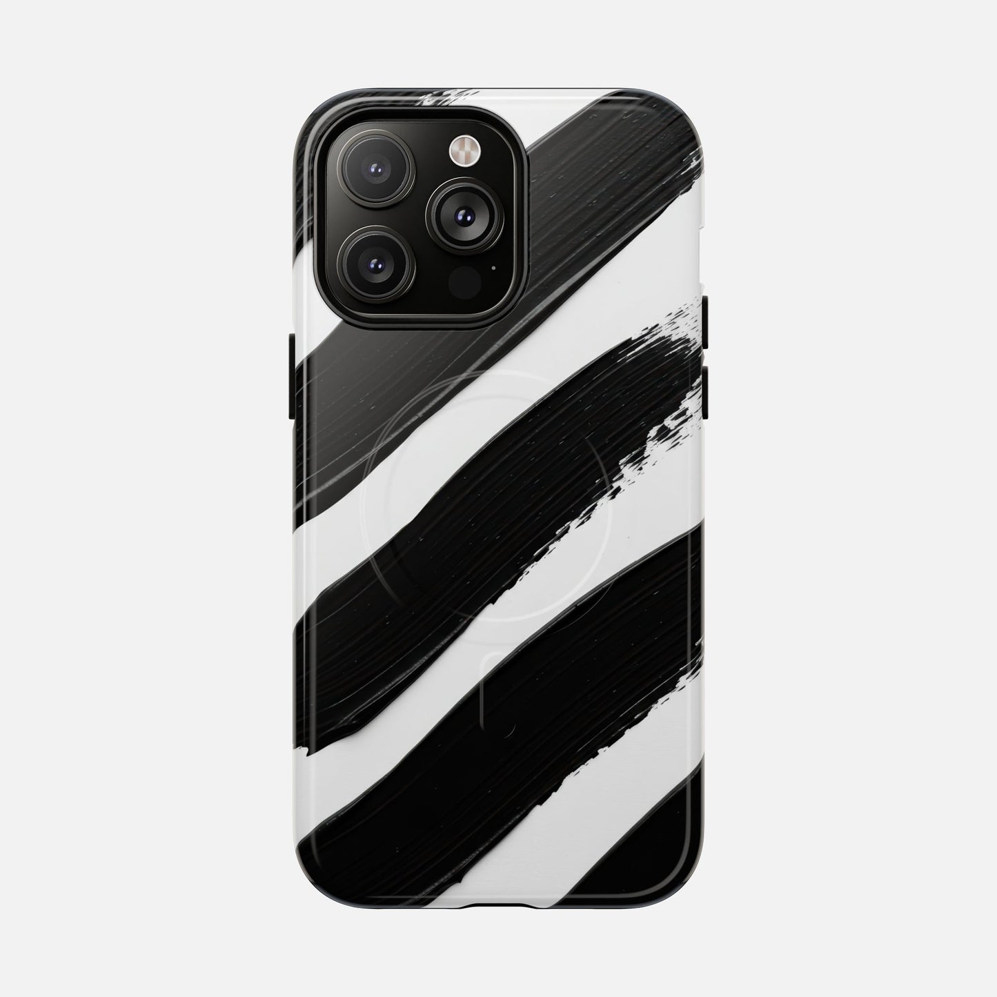 Abstract Black Brushstroke Magnetic Phone Case iPhone 14 Pro Max Glossy Phone Case