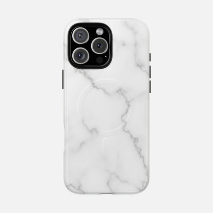 White Marble iPhone Case — Tough Magnetic | MagSafe Compatible