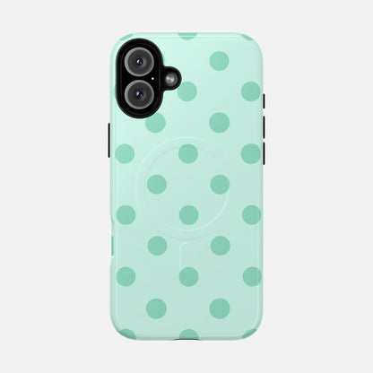 Mint Polka Dot iPhone Case — Tough Magnetic | MagSafe Compatible
