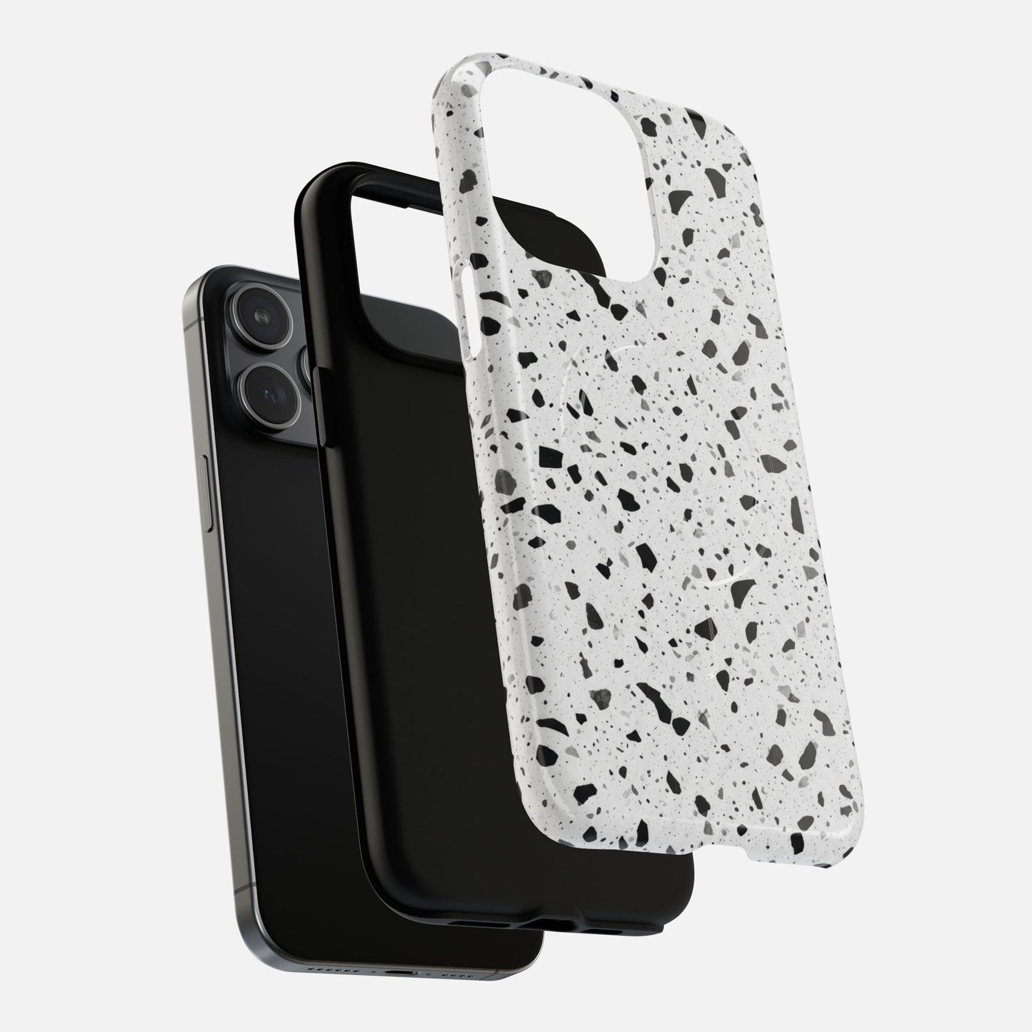 Terrazzo Black & White iPhone Case — Tough Magnetic | MagSafe Compatible