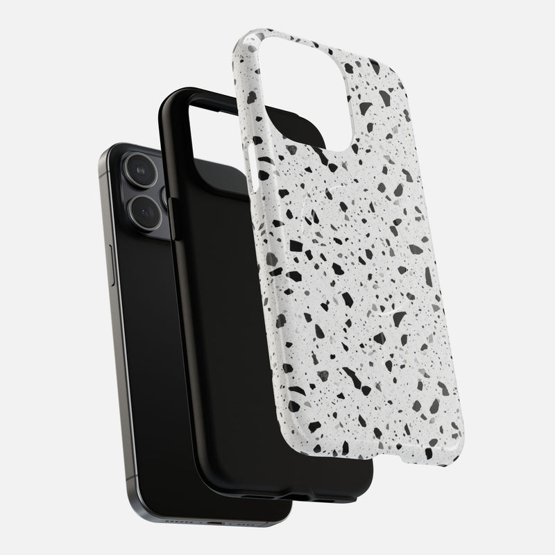 Terrazzo Black & White iPhone Case — Tough Magnetic | MagSafe Compatible