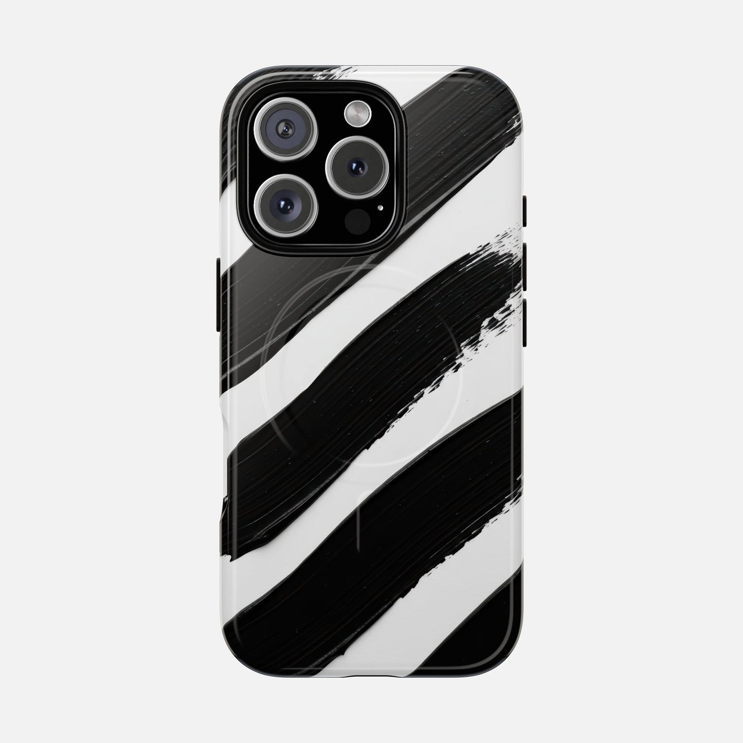 Abstract Black Brushstroke Magnetic Phone Case iPhone 16 Pro Glossy Phone Case