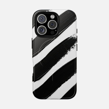 Abstract Black Brushstroke Magnetic Phone Case iPhone 16 Pro Glossy Phone Case