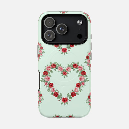 Rose Heart Floral iPhone Case — Tough Magnetic | MagSafe Compatible