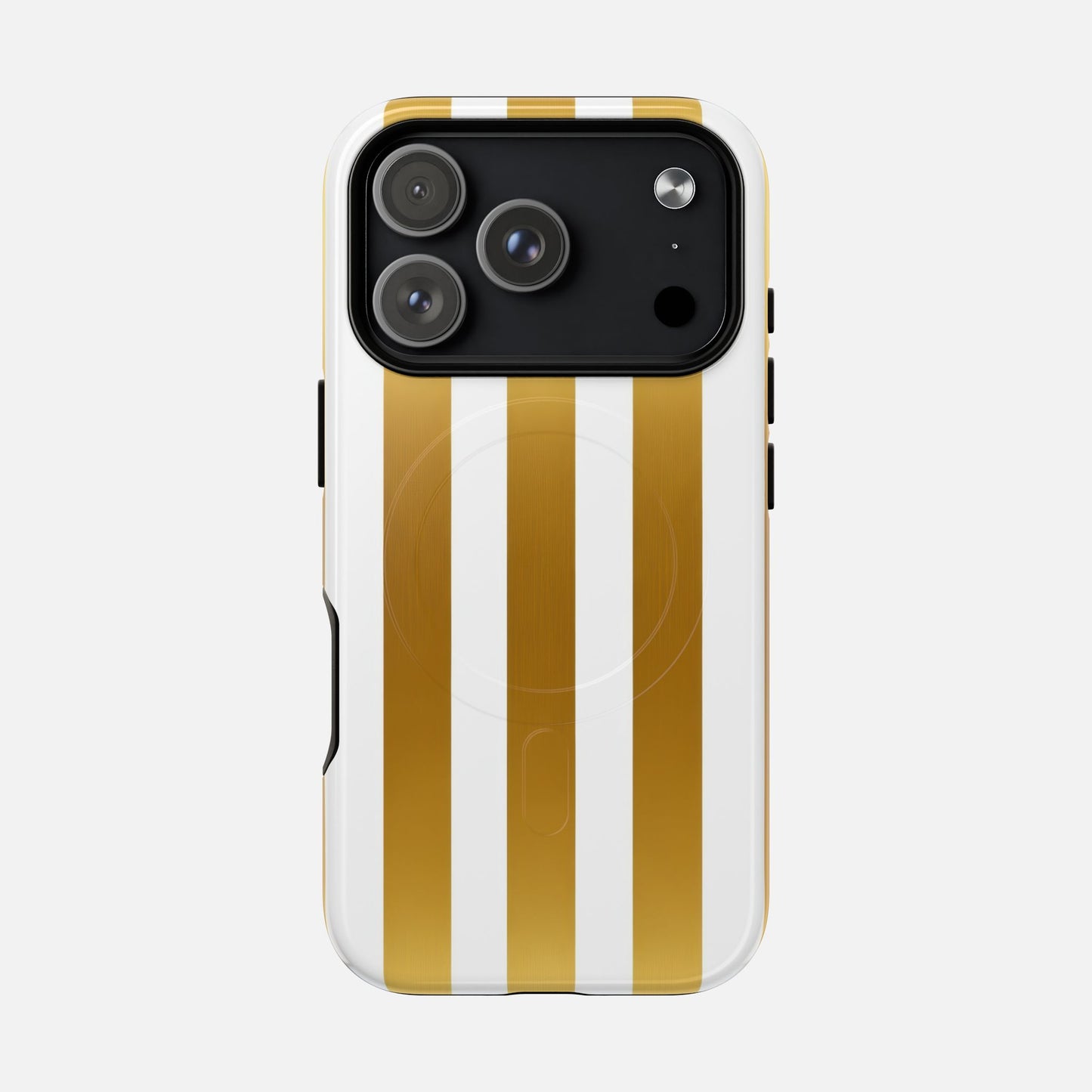 Gold & White Stripe iPhone Case — Tough Magnetic | MagSafe Compatible
