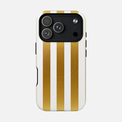 Gold & White Stripe iPhone Case — Tough Magnetic | MagSafe Compatible