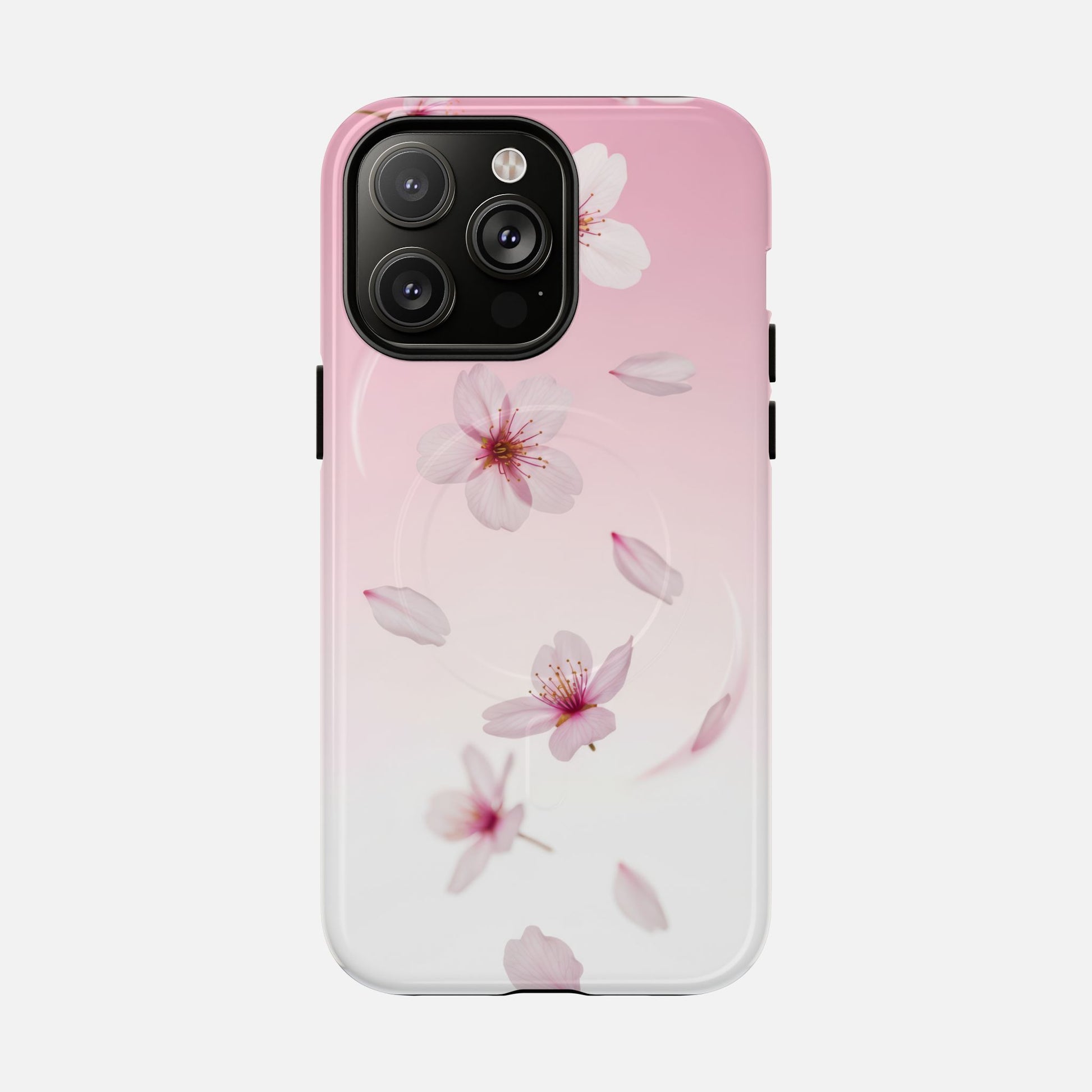 Floral Sakura Tough Magnetic Phone Case — Pink Cherry Blossom Design iPhone 14 Pro Max Glossy Phone Case