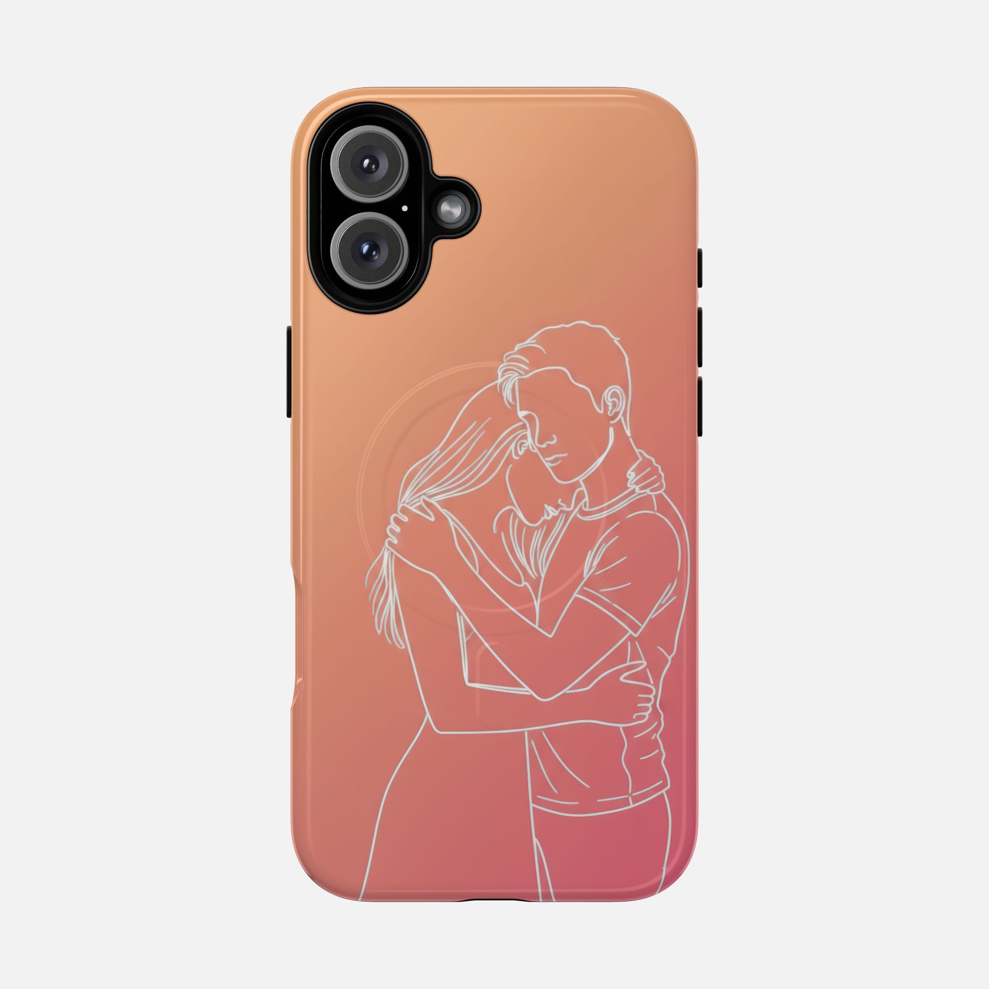 Romantic Outline Couple Tough Magnetic Phone Case — Protective iPhone Cover for Couples, Anniversary & Valentine’s Gift iPhone 16 Plus Glossy Phone Case