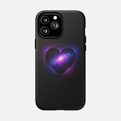 Galaxy Heart Tough Magnetic Phone Case — Magnetic Protective iPhone Cover with Purple Nebula Design iPhone 13 Pro Max Matte Phone Case