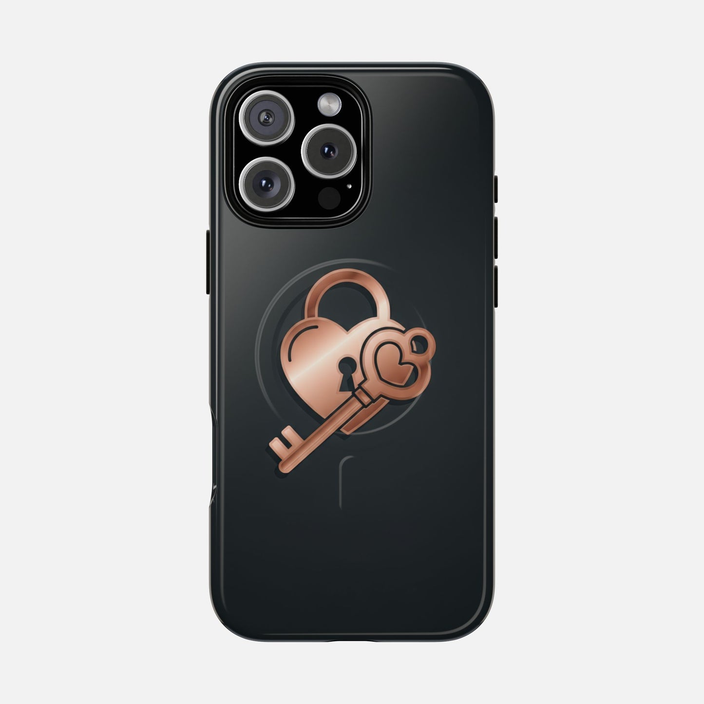 Rose Gold Lock & Key Design iPhone Case — Tough Magnetic | MagSafe Compatible