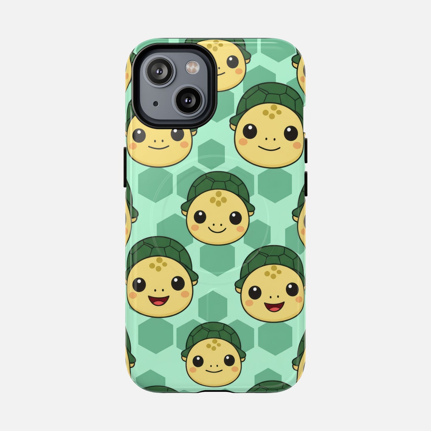 Cute Turtle Pattern Phone Case — Tough Magnetic Protective iPhone Cover iPhone 14 Glossy Phone Case