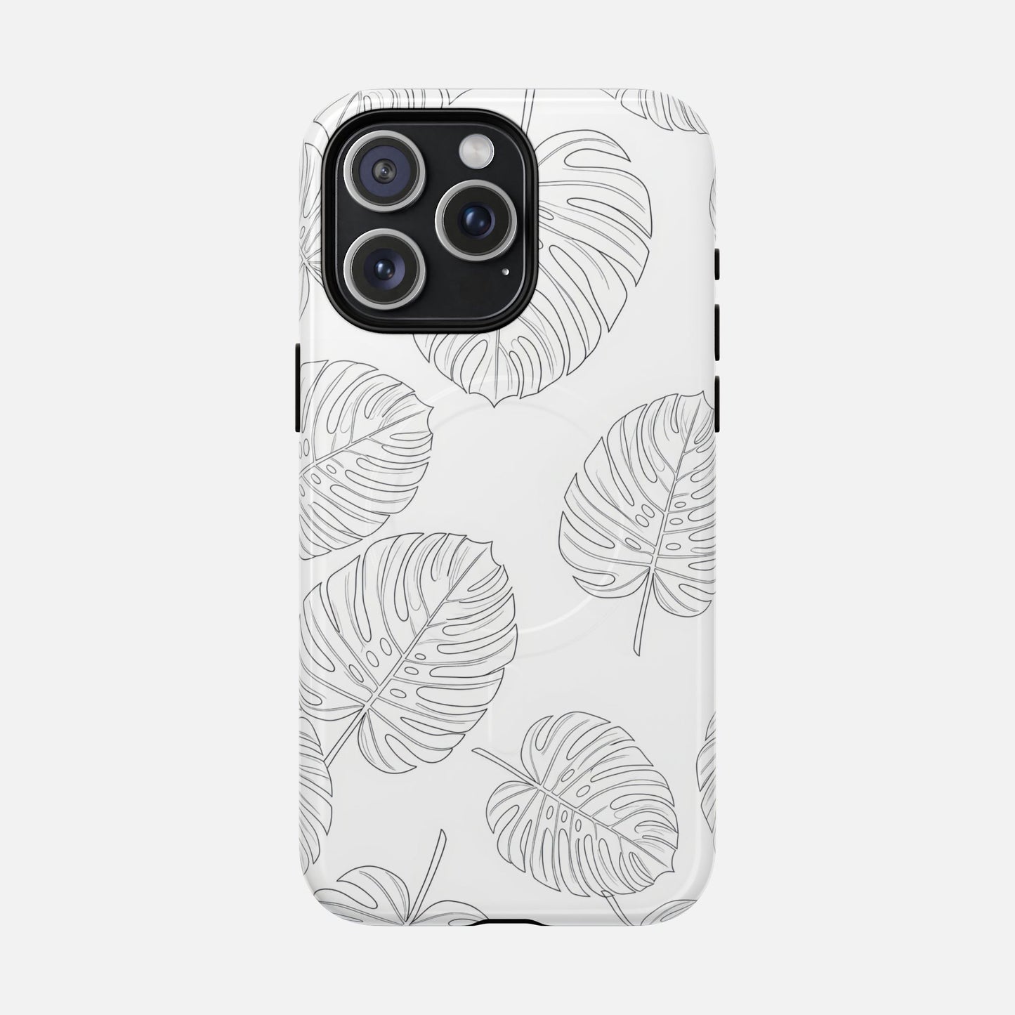 Monstera Leaf Clear Tropical Pattern iPhone Case — Tough Magnetic | MagSafe Compatible