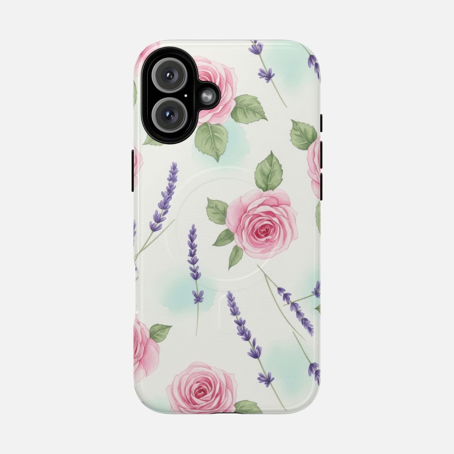 Floral Rose & Lavender Tough Magnetic Phone Case — Protective Magnetic iPhone Cover iPhone 16 Plus Glossy Phone Case