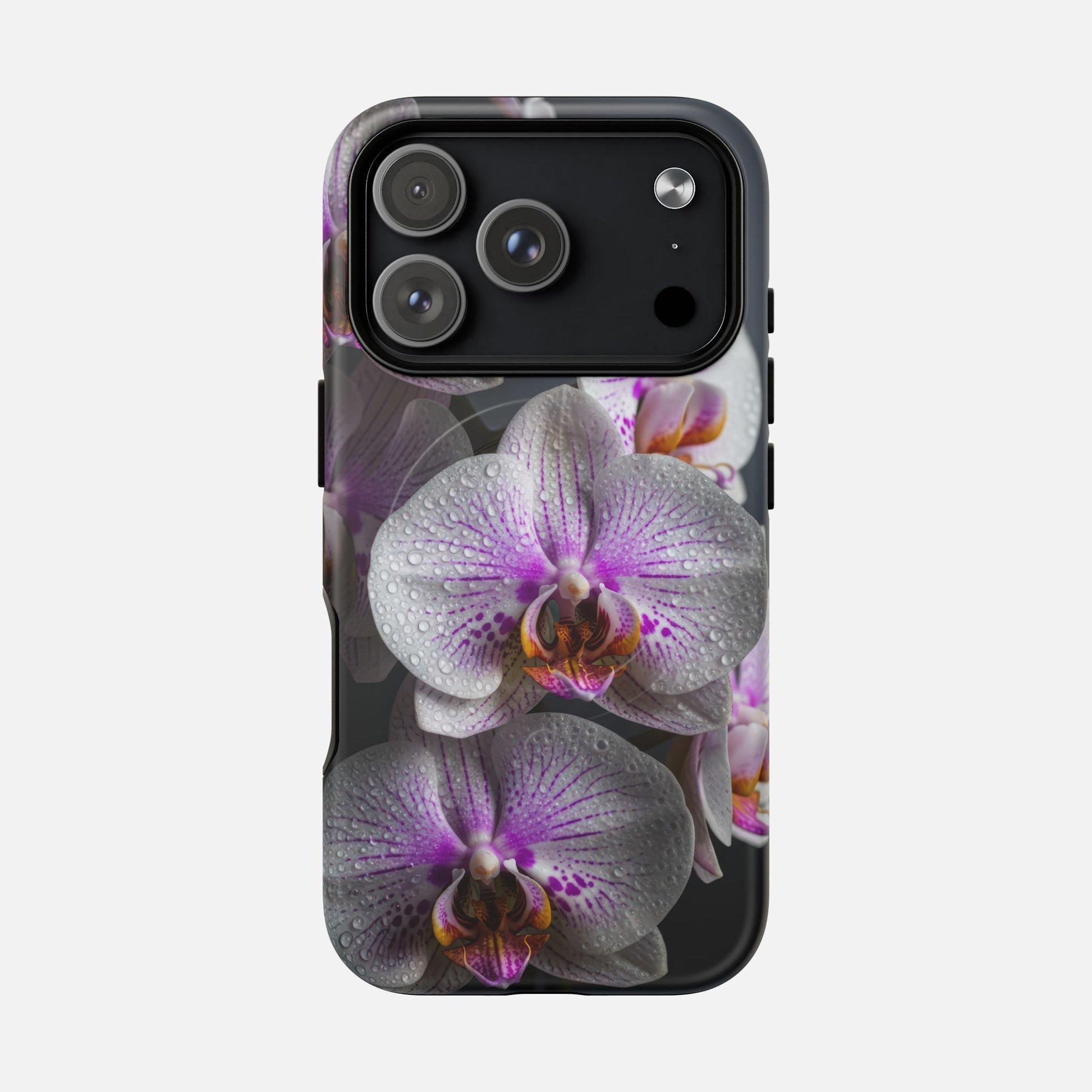 Orchid Bloom Tough Magnetic Phone Case — Waterdrop Floral Protection iPhone 17 Pro Matte Phone Case