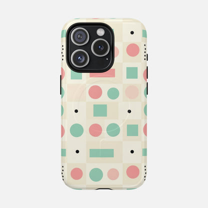 Pastel Circles & Squares iPhone Case — Tough Magnetic | MagSafe Compatible
