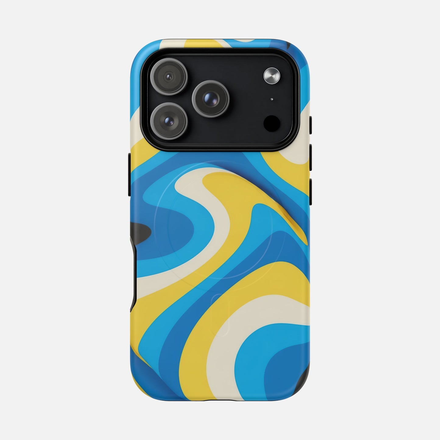 Blue & Yellow Abstract Swirl iPhone Case — Tough Magnetic | MagSafe Compatible