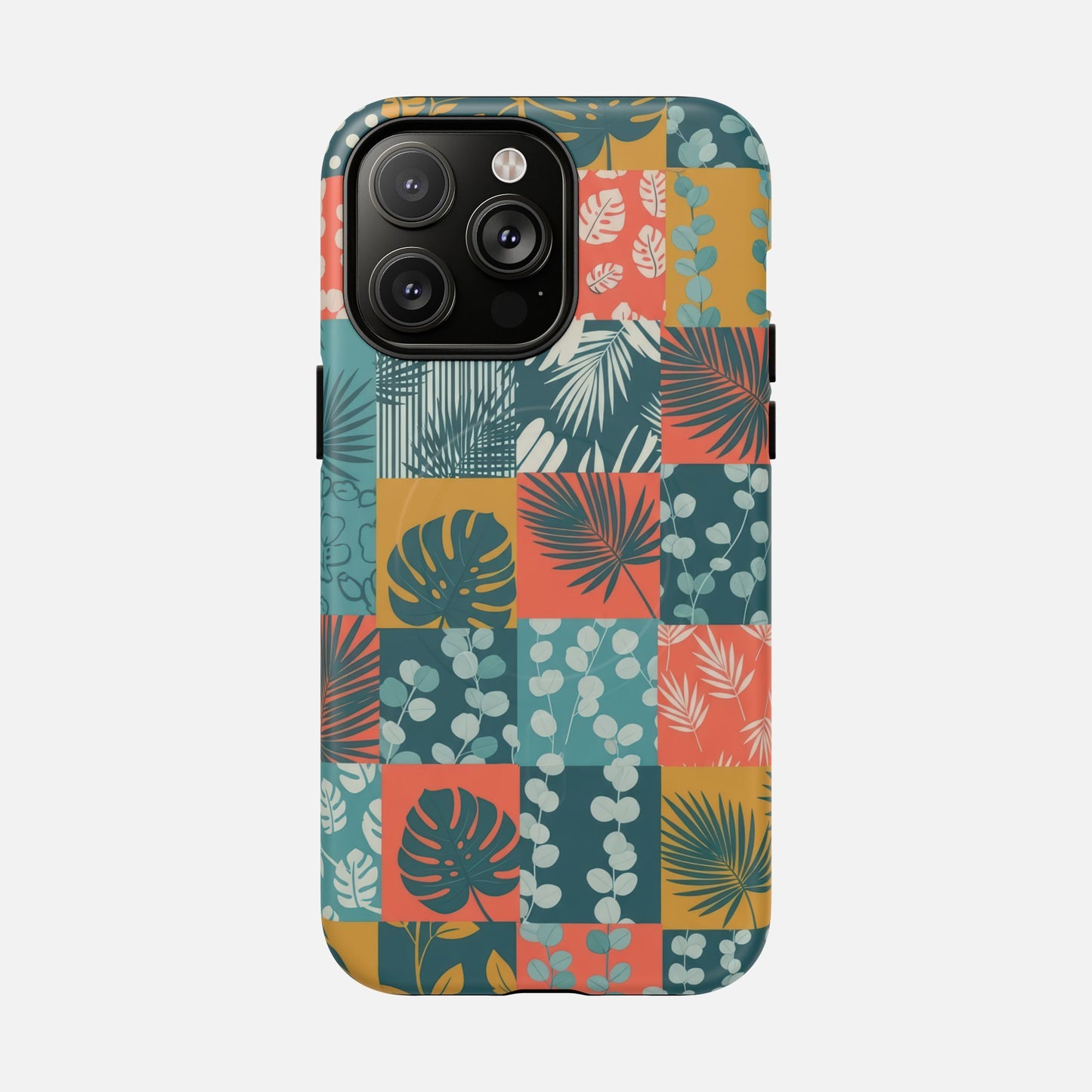 Tropical Patchwork Tough Magnetic Phone Case iPhone 14 Pro Max Matte Phone Case