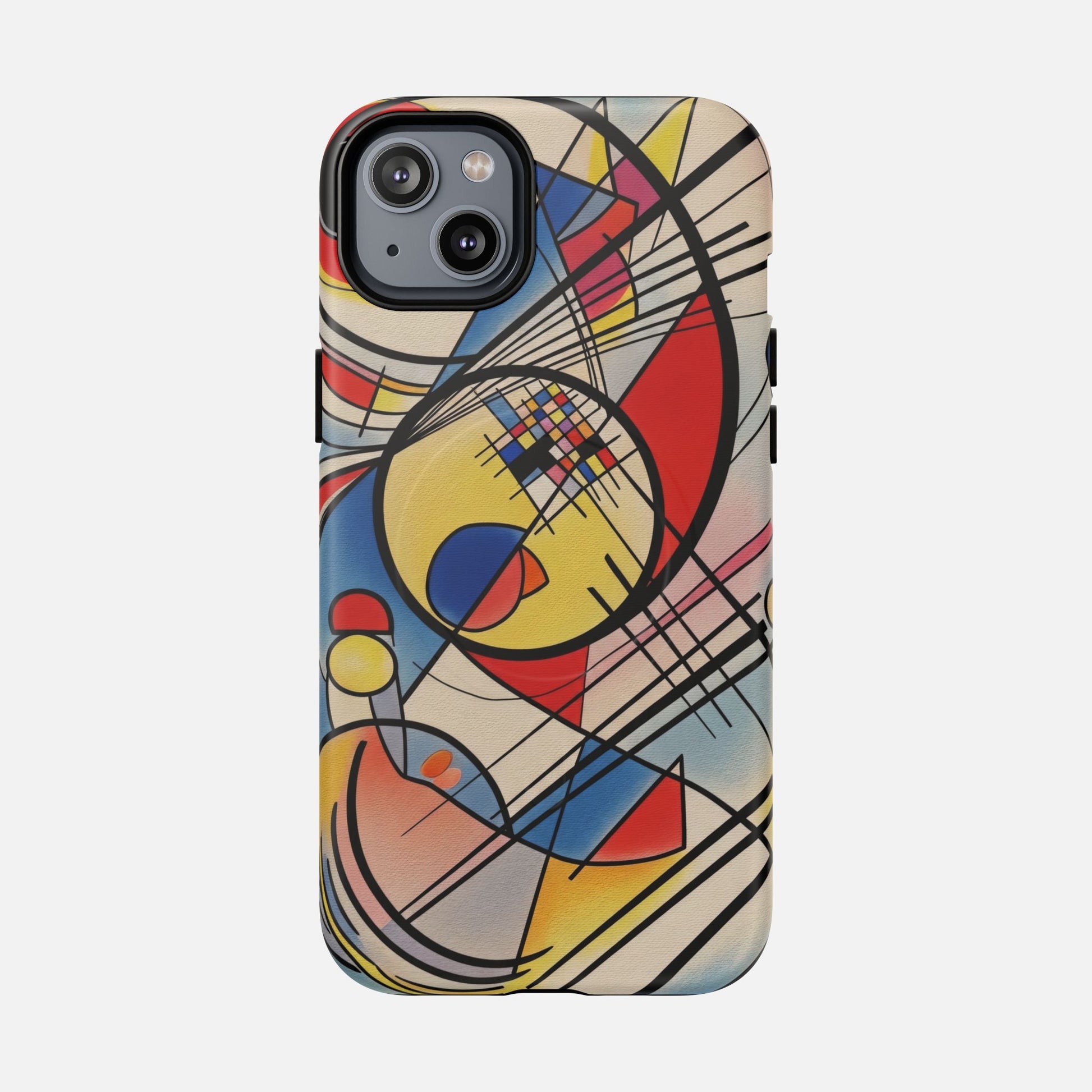 Abstract Geometric Phone Case — Colorful Modern Art Tough Magnetic Case iPhone 14 Plus Matte Phone Case