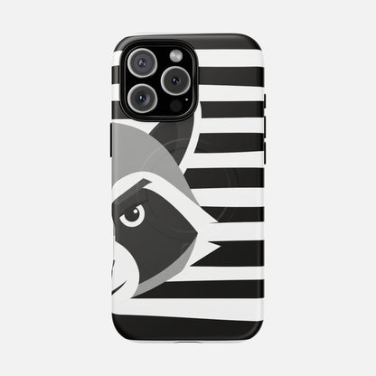 Raccoon Stripe Tough Magnetic Phone Case — Black & White Animal Design iPhone 16 Pro Max Matte Phone Case