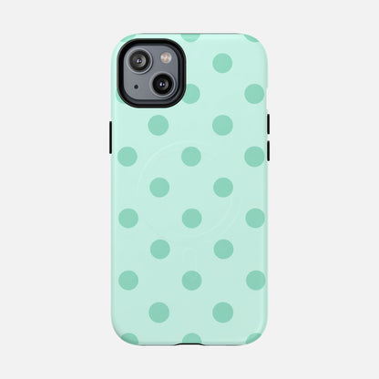 Mint Polka Dot iPhone Case — Tough Magnetic | MagSafe Compatible