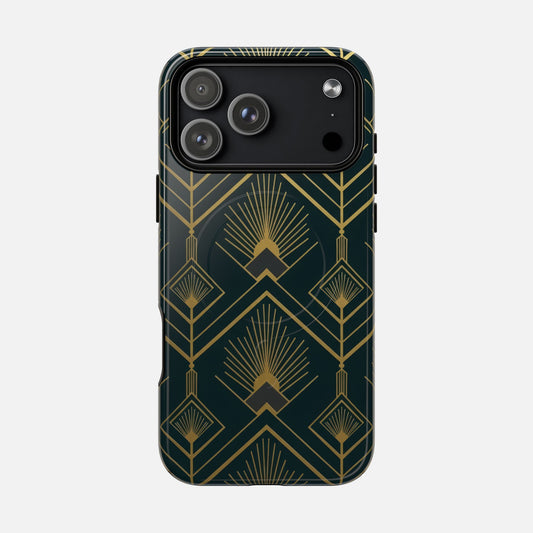 Art Deco Gold Geometric iPhone Case — Tough Magnetic | MagSafe Compatible