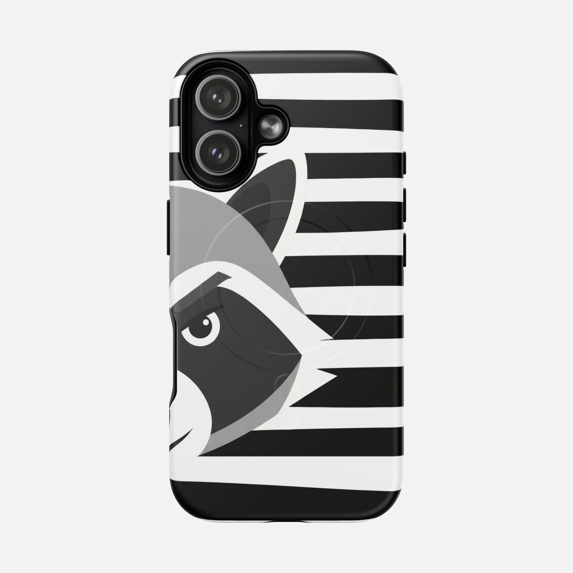 Raccoon Stripe Tough Magnetic Phone Case — Black & White Animal Design iPhone 17 Matte Phone Case