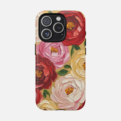 Floral Camellia With Rose & Blush Blooms iPhone Case — Tough Magnetic | MagSafe Compatible