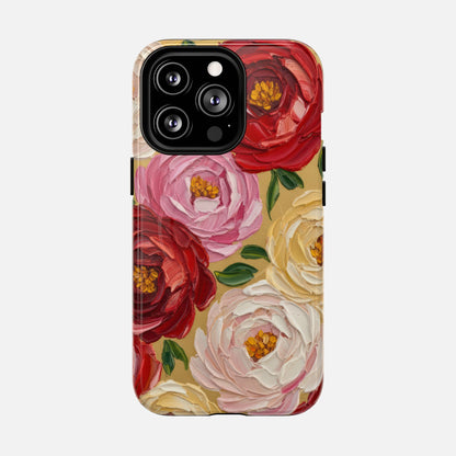 Floral Camellia With Rose & Blush Blooms iPhone Case — Tough Magnetic | MagSafe Compatible