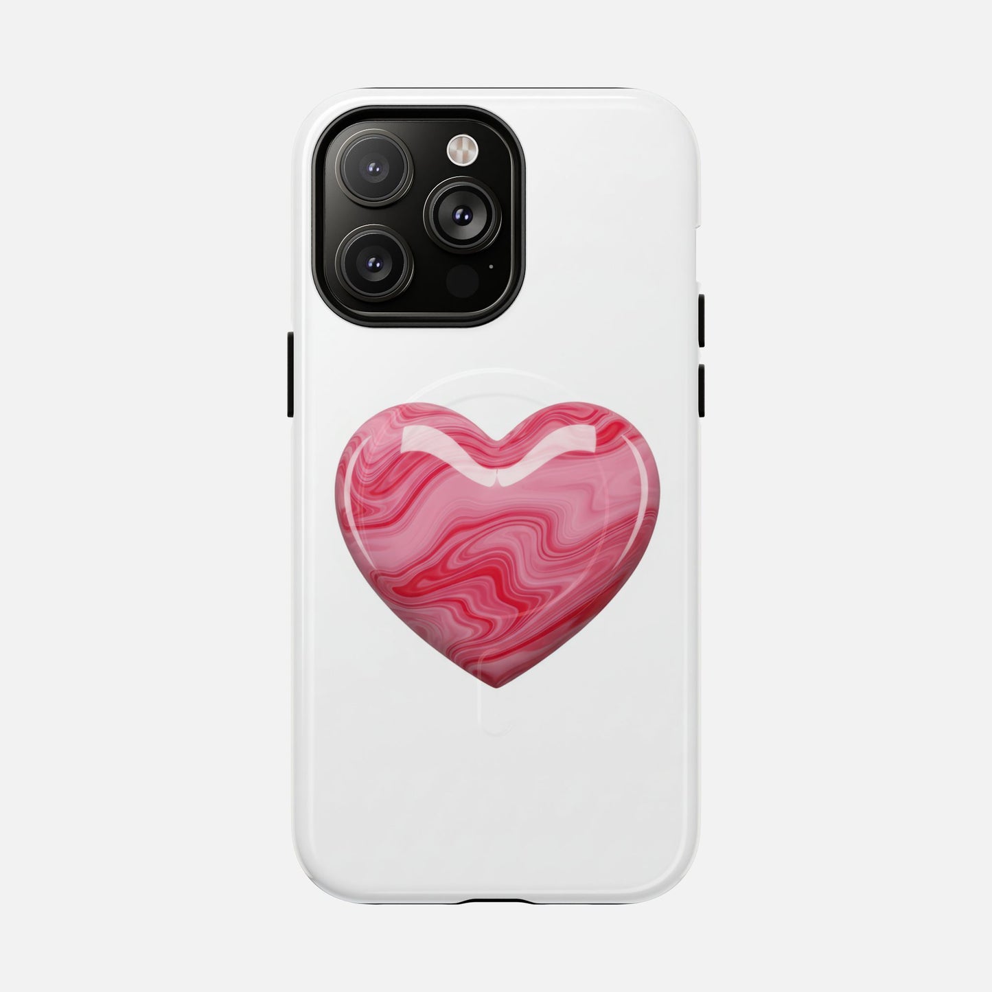 Pink Marble Heart iPhone Case — Tough Magnetic | MagSafe Compatible