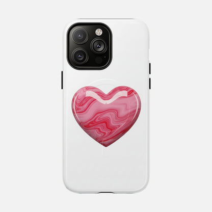Pink Marble Heart iPhone Case — Tough Magnetic | MagSafe Compatible
