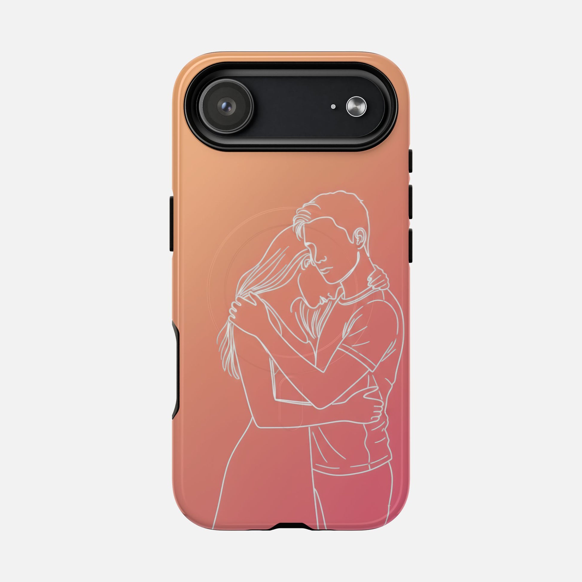 Romantic Outline Couple Tough Magnetic Phone Case — Protective iPhone Cover for Couples, Anniversary & Valentine’s Gift iPhone 17 Air Glossy Phone Case