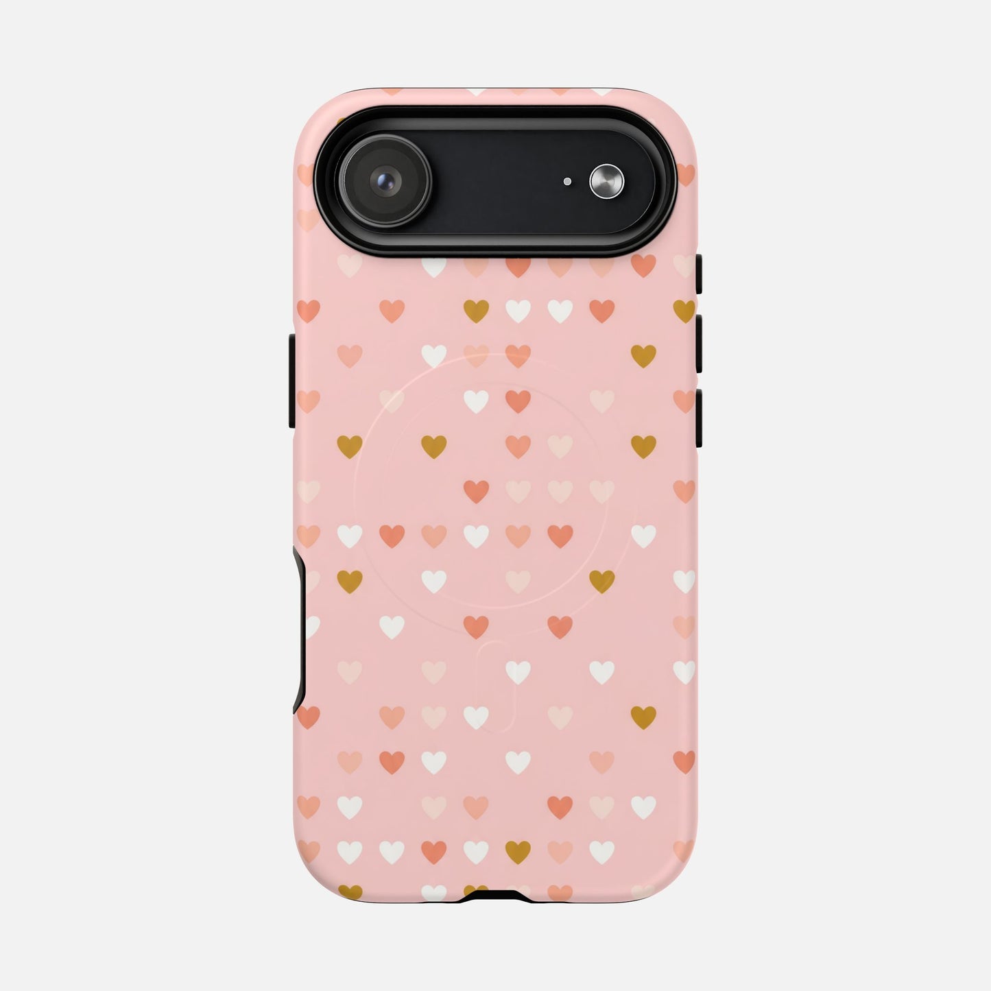 Pink Heart Pattern Tough Magnetic Phone Case iPhone 17 Air Matte Phone Case