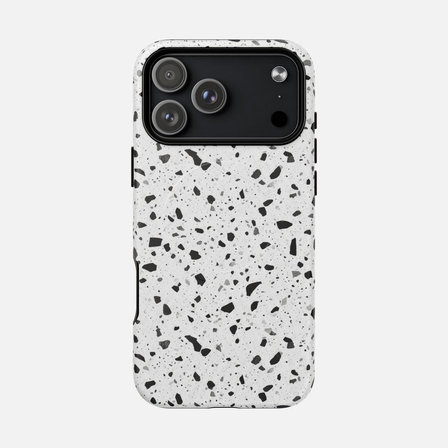 Terrazzo Black & White iPhone Case — Tough Magnetic | MagSafe Compatible