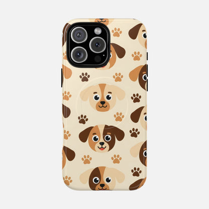 Cute Cartoon Puppy Paw Tough Magnetic Phone Case iPhone 16 Pro Max Glossy Phone Case