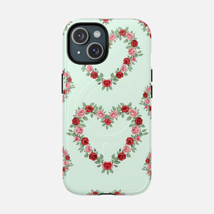 Rose Heart Floral iPhone Case — Tough Magnetic | MagSafe Compatible