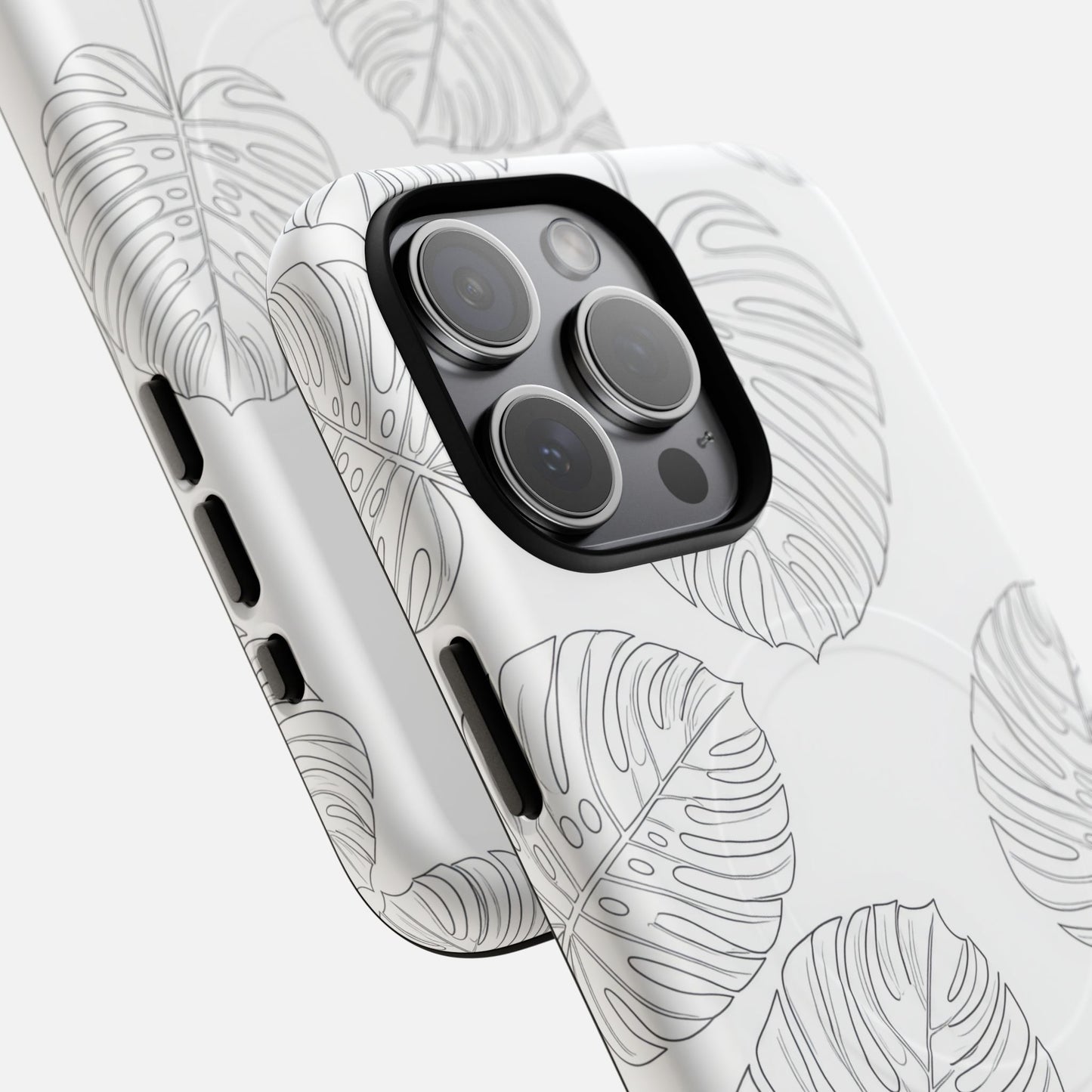 Monstera Leaf Clear Tropical Pattern iPhone Case — Tough Magnetic | MagSafe Compatible