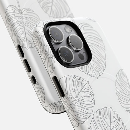 Monstera Leaf Clear Tropical Pattern iPhone Case — Tough Magnetic | MagSafe Compatible