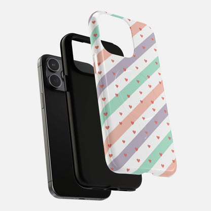 Valentine Pastel Stripes iPhone Case — Tough Magnetic | MagSafe Compatible