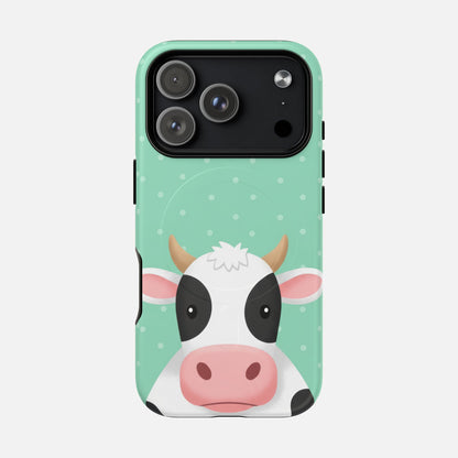 Cow Cartoon iPhone Case — Tough Magnetic | MagSafe Compatible