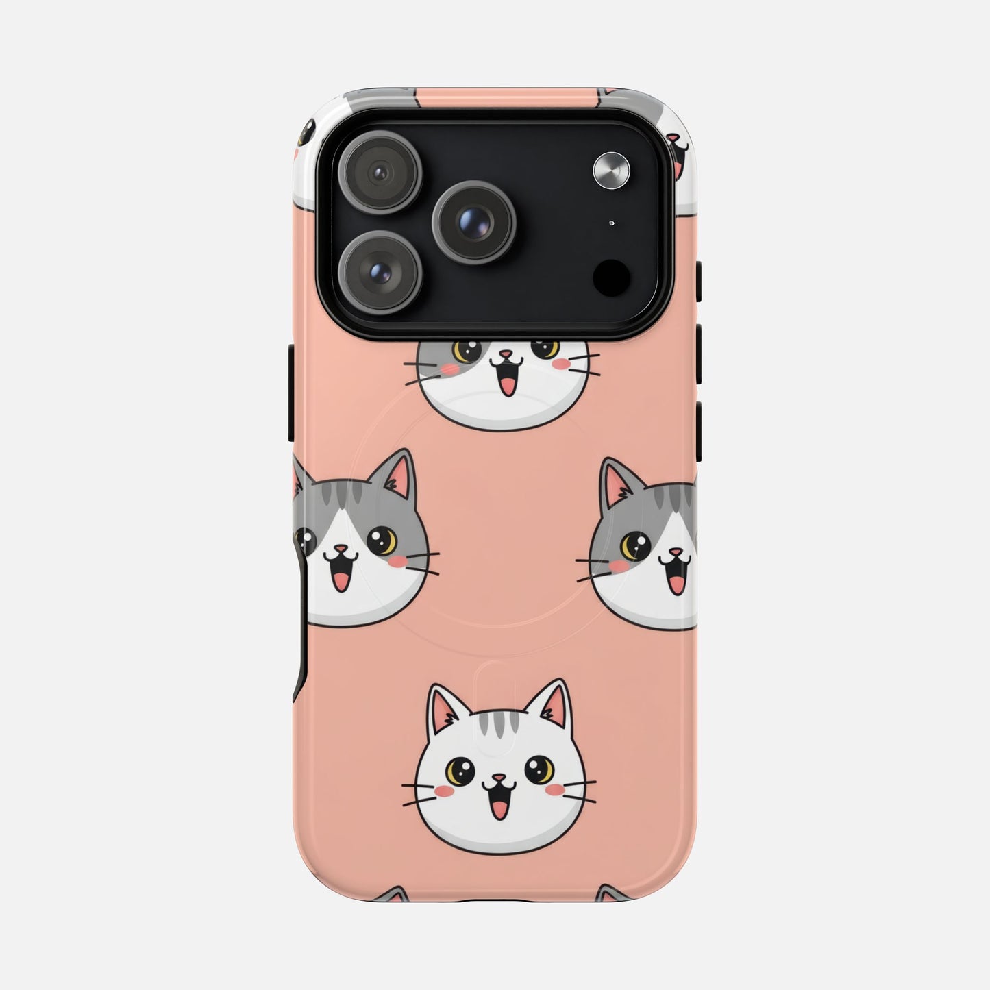 Cute Gray & White Cat iPhone Case — Tough Magnetic | MagSafe Compatible