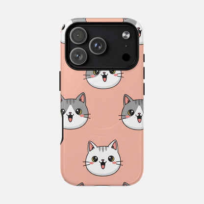 Cute Gray & White Cat iPhone Case — Tough Magnetic | MagSafe Compatible