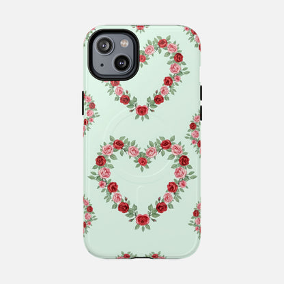 Rose Heart Floral iPhone Case — Tough Magnetic | MagSafe Compatible
