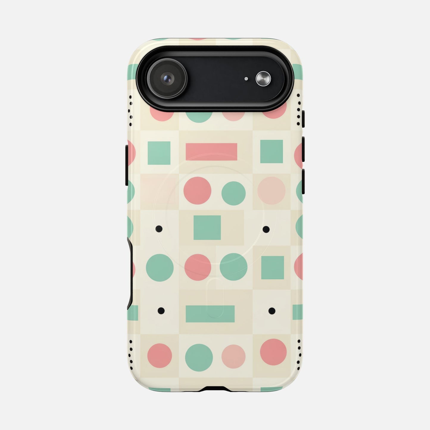 Pastel Circles & Squares iPhone Case — Tough Magnetic | MagSafe Compatible