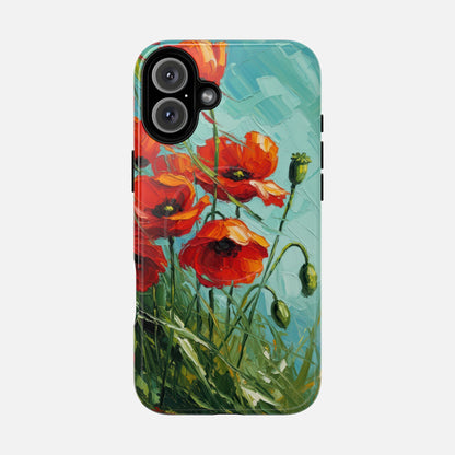 Poppy Field Tough Magnetic Phone Case iPhone 16 Plus Glossy Phone Case