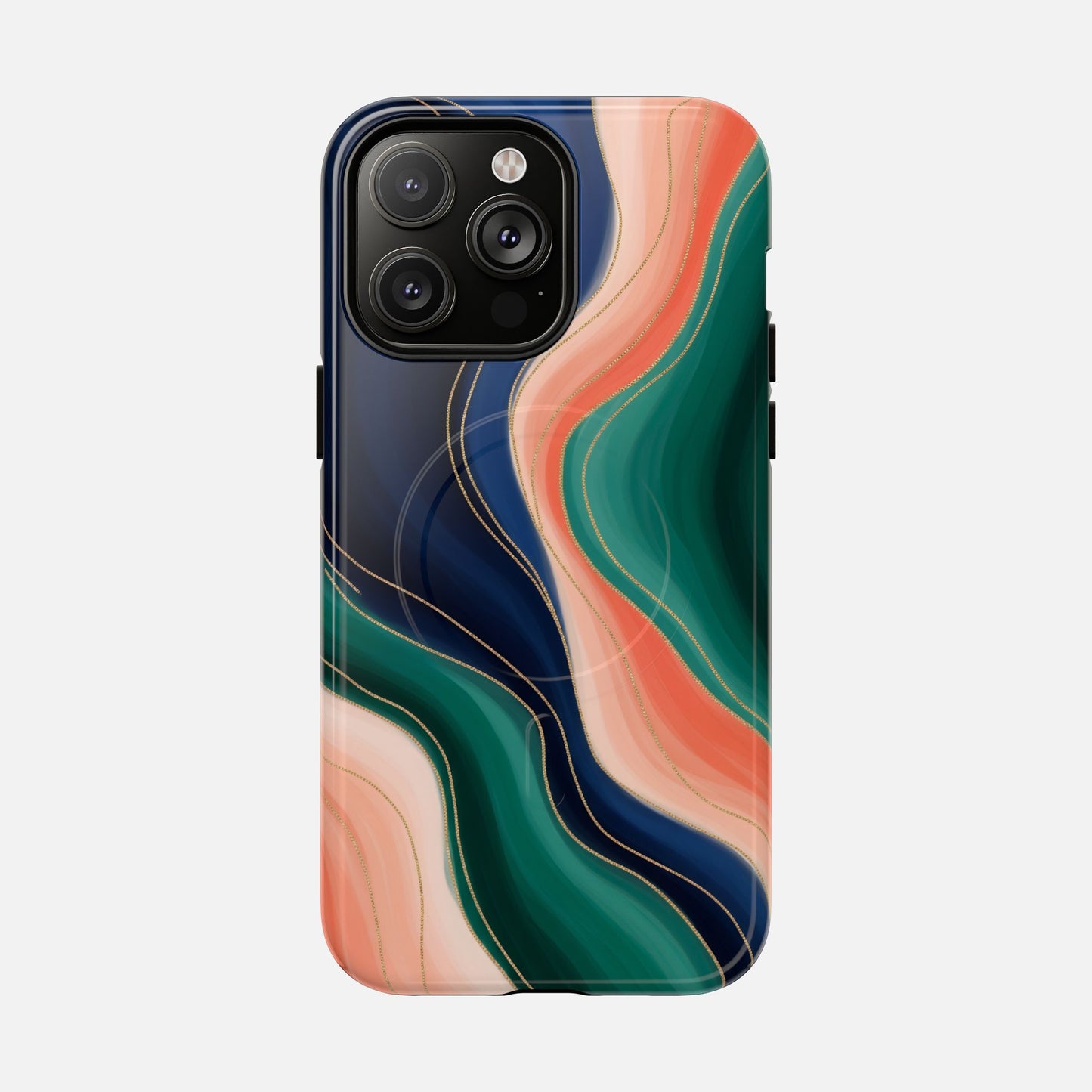 Magnetic Tough Case — Abstract Ocean Wave Design Phone Cover iPhone 14 Pro Max Glossy Phone Case