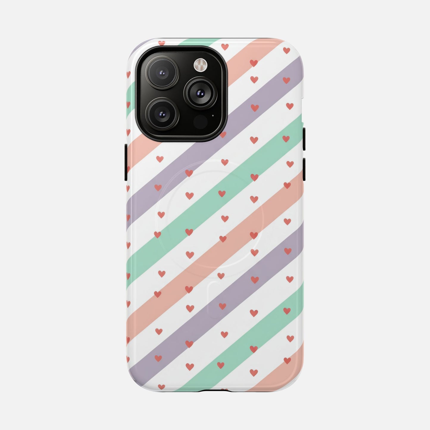 Valentine Pastel Stripes iPhone Case — Tough Magnetic | MagSafe Compatible