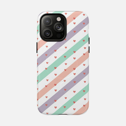 Valentine Pastel Stripes iPhone Case — Tough Magnetic | MagSafe Compatible