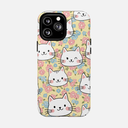 Cute Floral Cat iPhone Case — Tough Magnetic | MagSafe Compatible