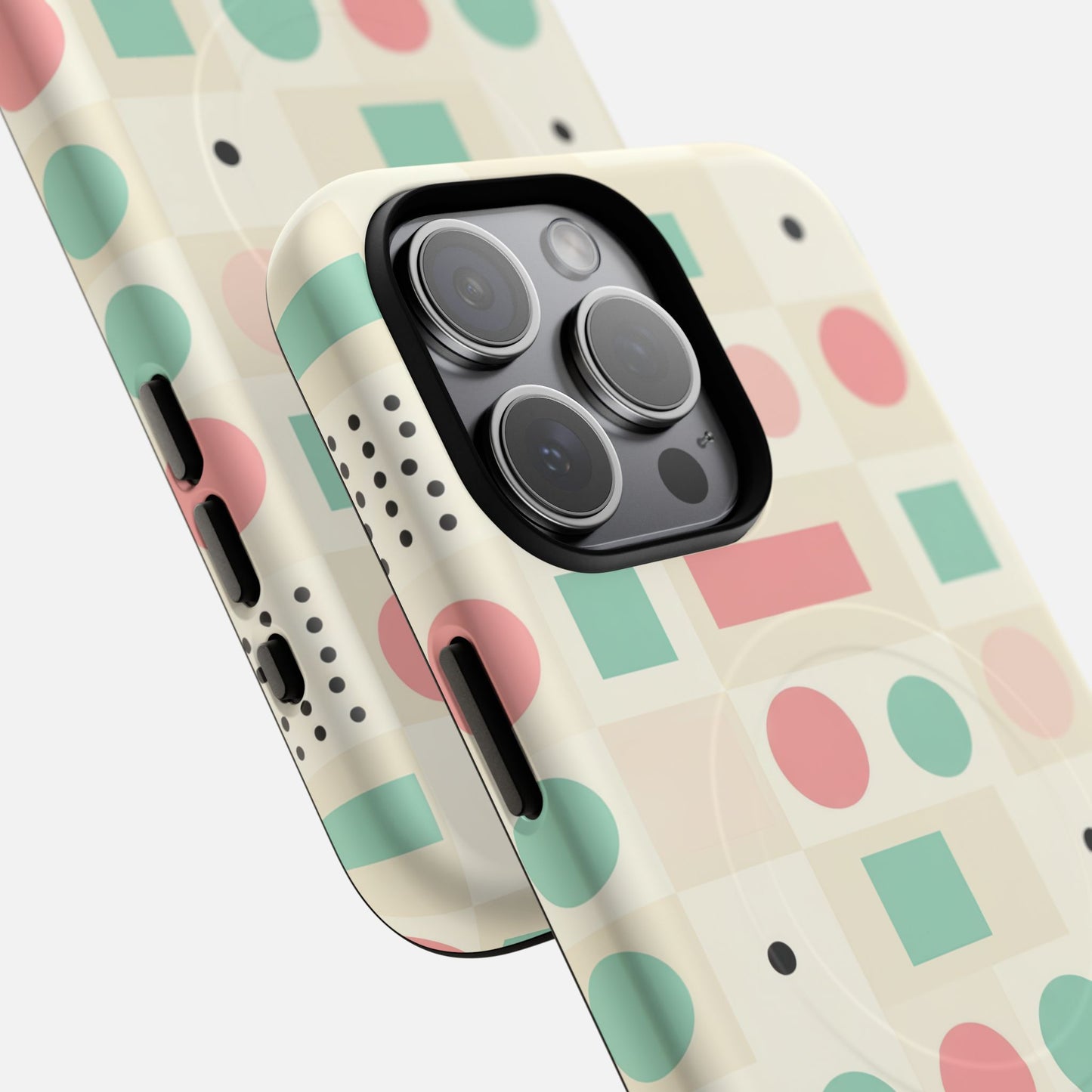 Pastel Circles & Squares iPhone Case — Tough Magnetic | MagSafe Compatible