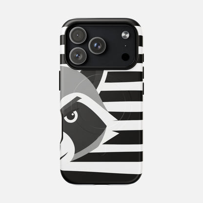 Raccoon Stripe Black & White Animal Design iPhone Case — Tough Magnetic | MagSafe Compatible